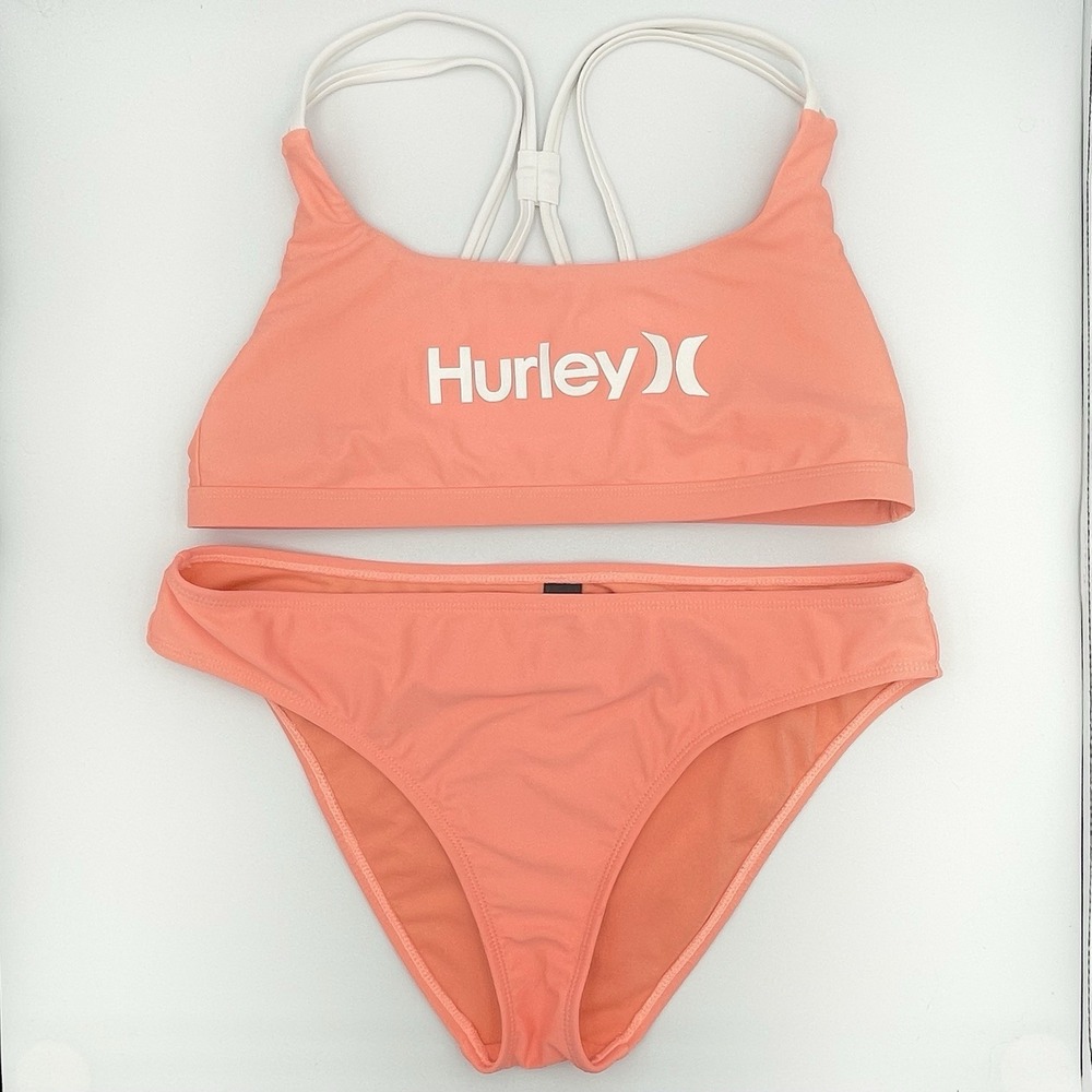 NEW Hurley 2 Piece Swim Suit Women's Size XL Bikini Active Coral Color‎ NWOT